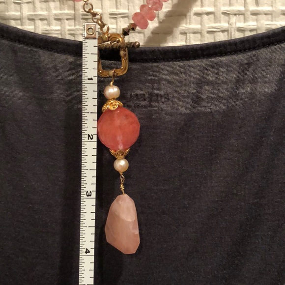 Pink Crystal/Rose Quartz Statement Necklace - Picture 10 of 12
